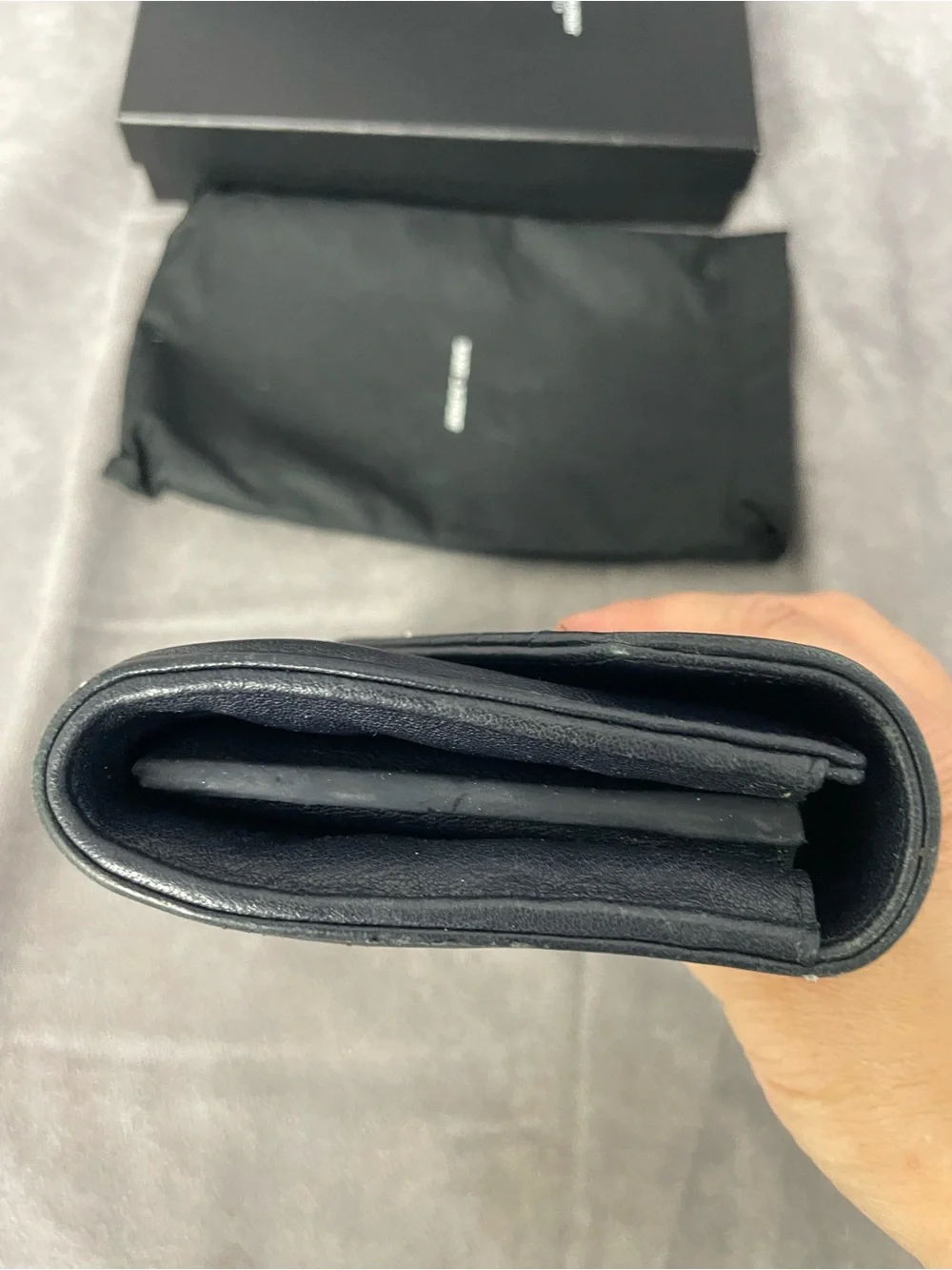 Saint Laurent Dark Blue Chevron Quilted Leather Long Wallet with YSL Logo - Picture 7 of 13